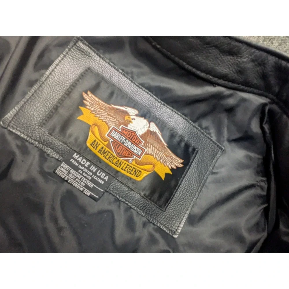 Vintage Harley Davidson Leather Jacket H-D Motorcycle Sport Rider USA Made Men L